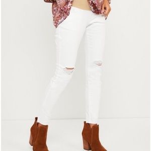 Jessica Simpson distressed white maternity jeans